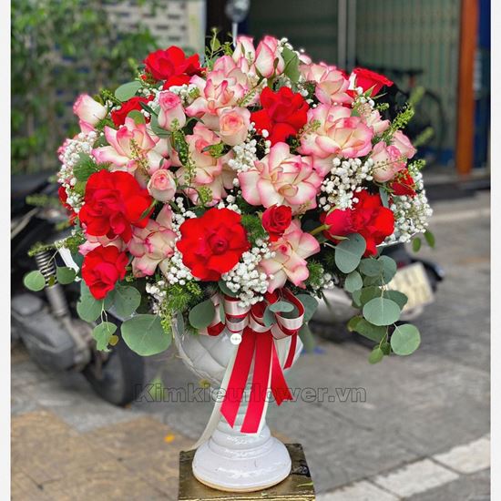 Bình hoa cắm tròn hồng hỷ, đỏ - HP57