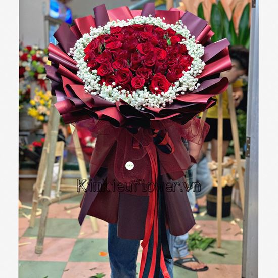 Bó hoa hồng đỏ bó tròn - HB376