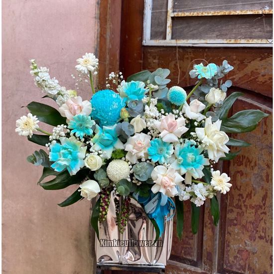 Giỏ hoa tone xanh dương - HG544