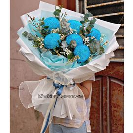Bó hoa cúc mẫu đơn xanh - HB432