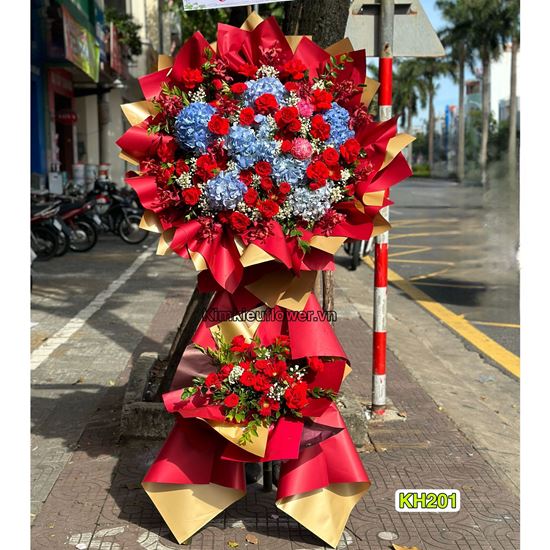 Kệ hoa cẩm tú cầu xanh dương, hồng đỏ - KH201