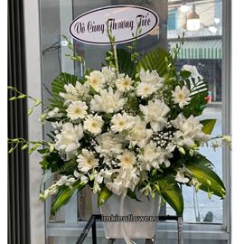 giỏ hoa viếng tone trắng - GV06