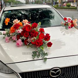 Xe hoa cưới tone đỏ, cam, hồng - HC89