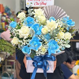 giỏ hoa tone xanh dương - HG579