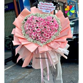 Bó hoa hồng lạc thần 99 bông trái tim - HB878