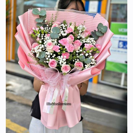 Bó hoa tone hồng mix cẩm chướng - PN20