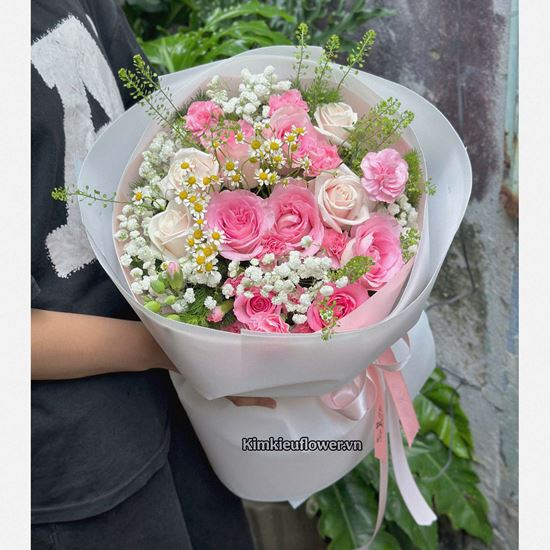 Bó hoa tone hồng kiểu bó tròn - PN32