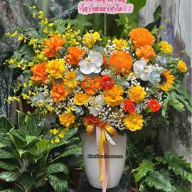 Bình hoa chúc mừng tone vàng cam - BI368 Bình hoa chúc mừng tone vàng cam - BI368