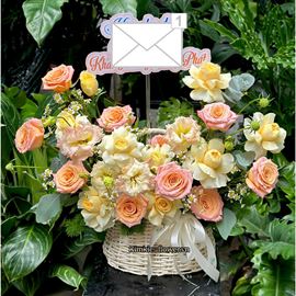 Giỏ hoa chúc mừng hồng victo mix hồng shimmer - HG960
