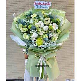 Bó hoa chúc mừng tone xanh lá - HB1037