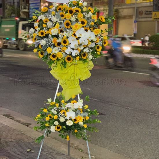 Kệ hoa chúc mừng lan hồ điệp , hướng dương-KH38