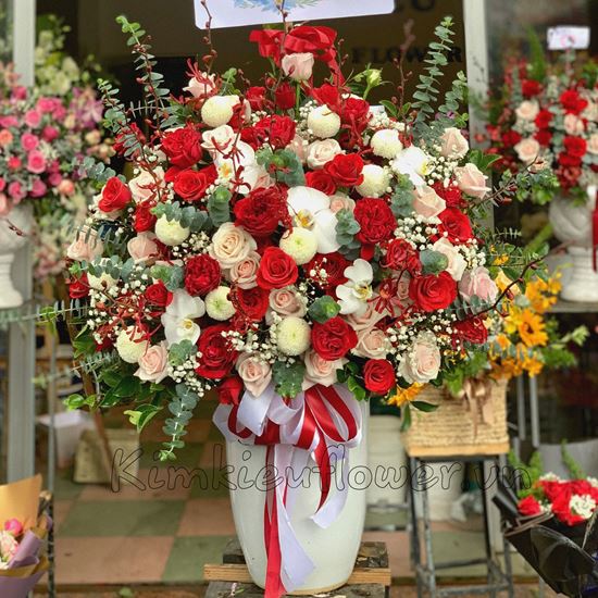 Bình hoa Ohara đỏ, pingpong trắng- BI72