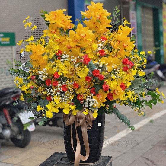 Bình hoa địa lan, hoa hồng chùm -BI76