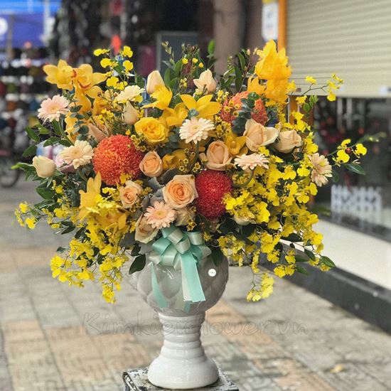 Bình hoa địa lan, cúc mẫu đơn- BI77