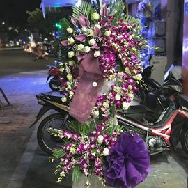 Vòng hoa lan tím, hồng trắng - KV48