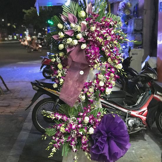 Vòng hoa lan tím, hồng trắng - KV48