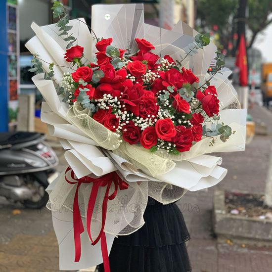  Bó hoa hồng đỏ mix hồng Ohara - HB165