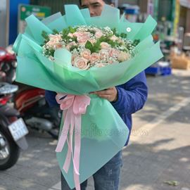 Bó hoa hồng kem - HB178