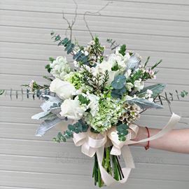 Bó hoa cưới hồng trắng, cẩm tú - HC26