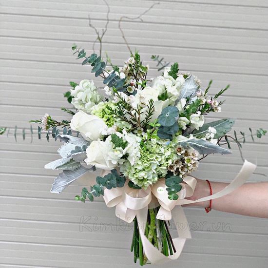 Bó hoa cưới hồng trắng, cẩm tú - HC26