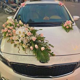 Xe cưới hoa hồng kem, lan hồ điệp - HC29