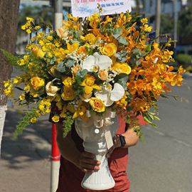 Bình hoa lan vũ nữ, hoa hồng - BI88