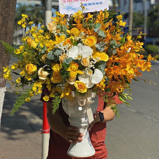 Bình hoa lan vũ nữ, hoa hồng - BI88