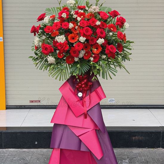 Kệ hoa hồng đỏ, đồng tiền đỏ - KH68