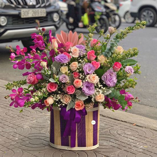 Lẵng hoa cát tường, hoa hồng - HG191