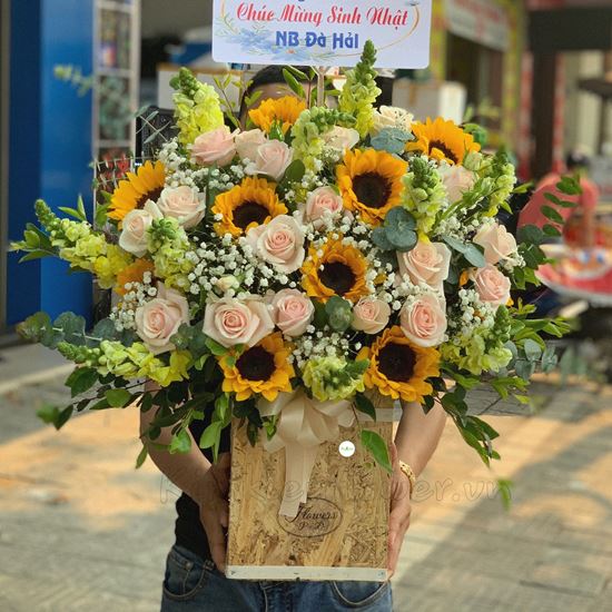 Lẵng hoa hướng dương, mõm sói - HG194