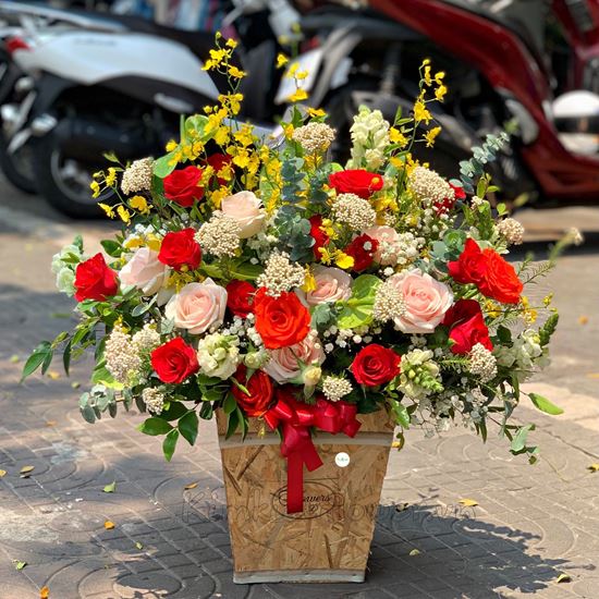 Lẵng hoa hồng, lan vũ nữ - HG201