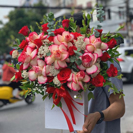 giỏ hoa hồng đại hỷ, hồng đỏ - HG203