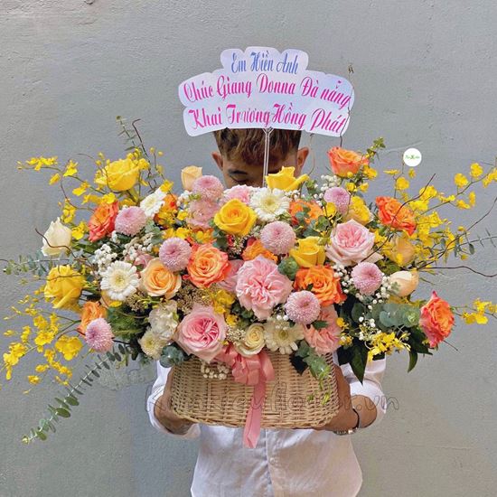 giỏ hoa Ohara hồng, lan vũ nữ - HG210