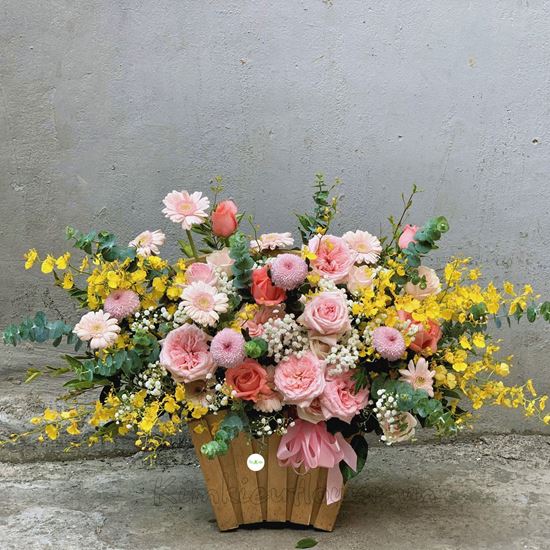 Lẵng hoa Ohara hồng, lan vũ nữ - HG212