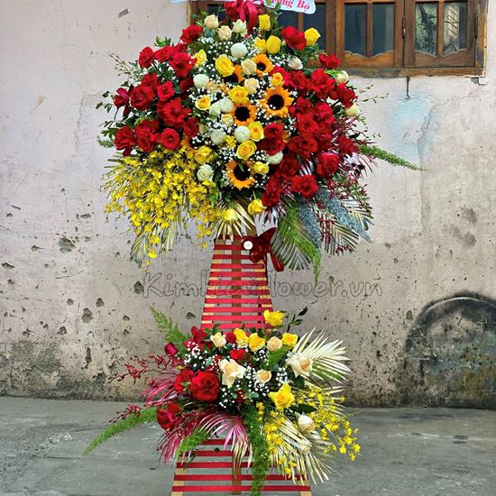 Kệ hoa hồng đỏ, lan vũ nữ - KH75