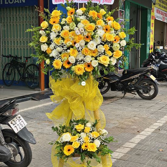 Kệ hoa hồng vàng, cát tường xanh - KH76