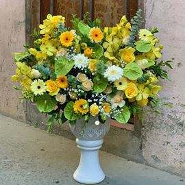 Bình hoa huyết môn xanh, hồng vàng - BI103