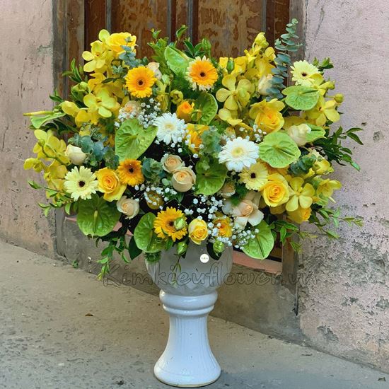 Bình hoa huyết môn xanh, hồng vàng - BI103