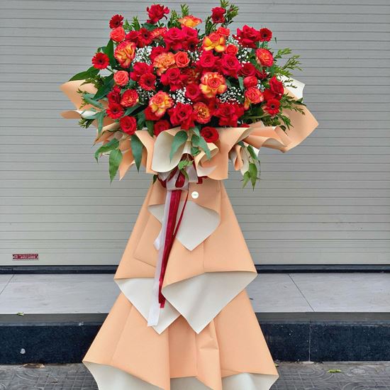 Kệ hoa hồng cam lửa, hồng đỏ - KH79