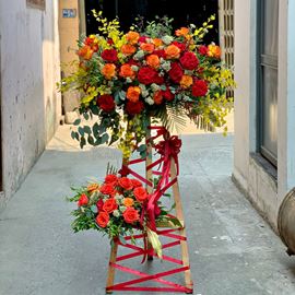 Kệ hoa hồng cam lửa, lan vũ nữ - KH82