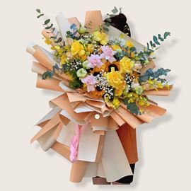 Bó hoa hướng dương,cát tường xanh - HB199