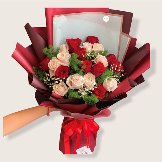 Bó hoa hồng đỏ,kem-HB106