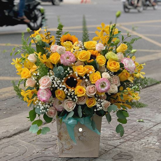 Lẵng hoa cát tường, hồng vàng - HG231