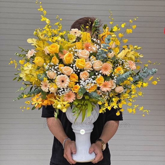 Bình hoa lan vũ nữ, hoa hồng - BI114