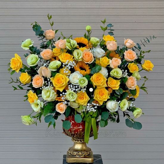 Bình hoa hướng dương, cát tường xanh - BI115