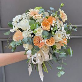 Bó hoa cưới hồng David, hồng trắng - HC33