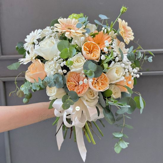 Bó hoa cưới hồng David, hồng trắng - HC33