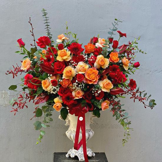 Bình hoa hồng cam spirit, hồng đỏ - BI118