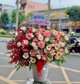 Bình hoa hồng hỷ xanh, lan đỏ - BI119