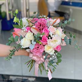 Bó hoa hồng dâu, cát tường - HC41